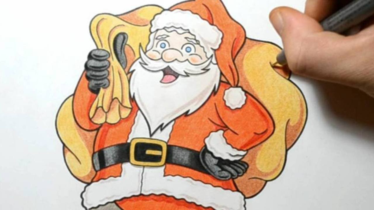 How I Draw Santa Claus - Cute Cartoon Style Drawing - YouTube