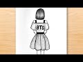 Easy bts drawing  bts girl drawing  pencil sketch of bts army