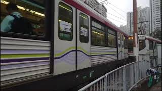 港鐵輕鐵（路綫507）第一期列車（1043 + 1061）駛入田景站三台