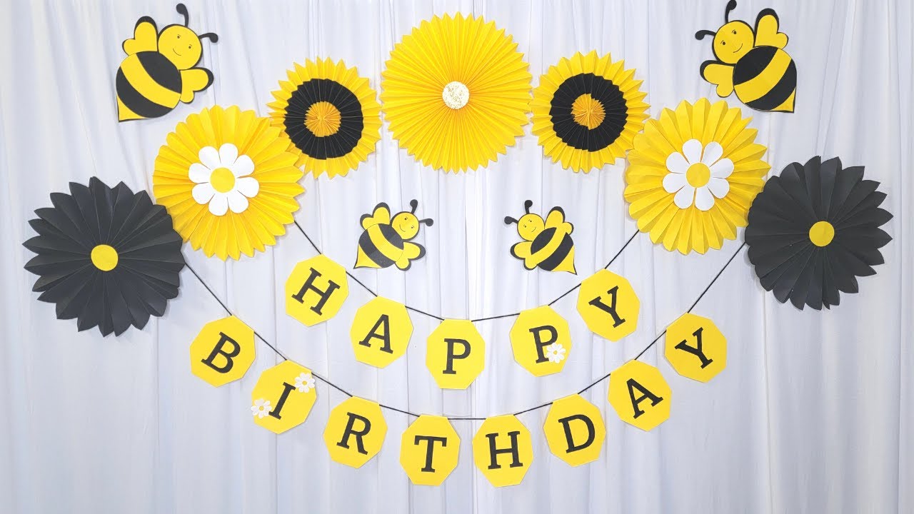 DIY Honey Bee Theme Birthday Party decoration ideas Simple & Easy