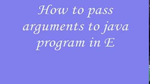 Pass arguments to java program using eclipse