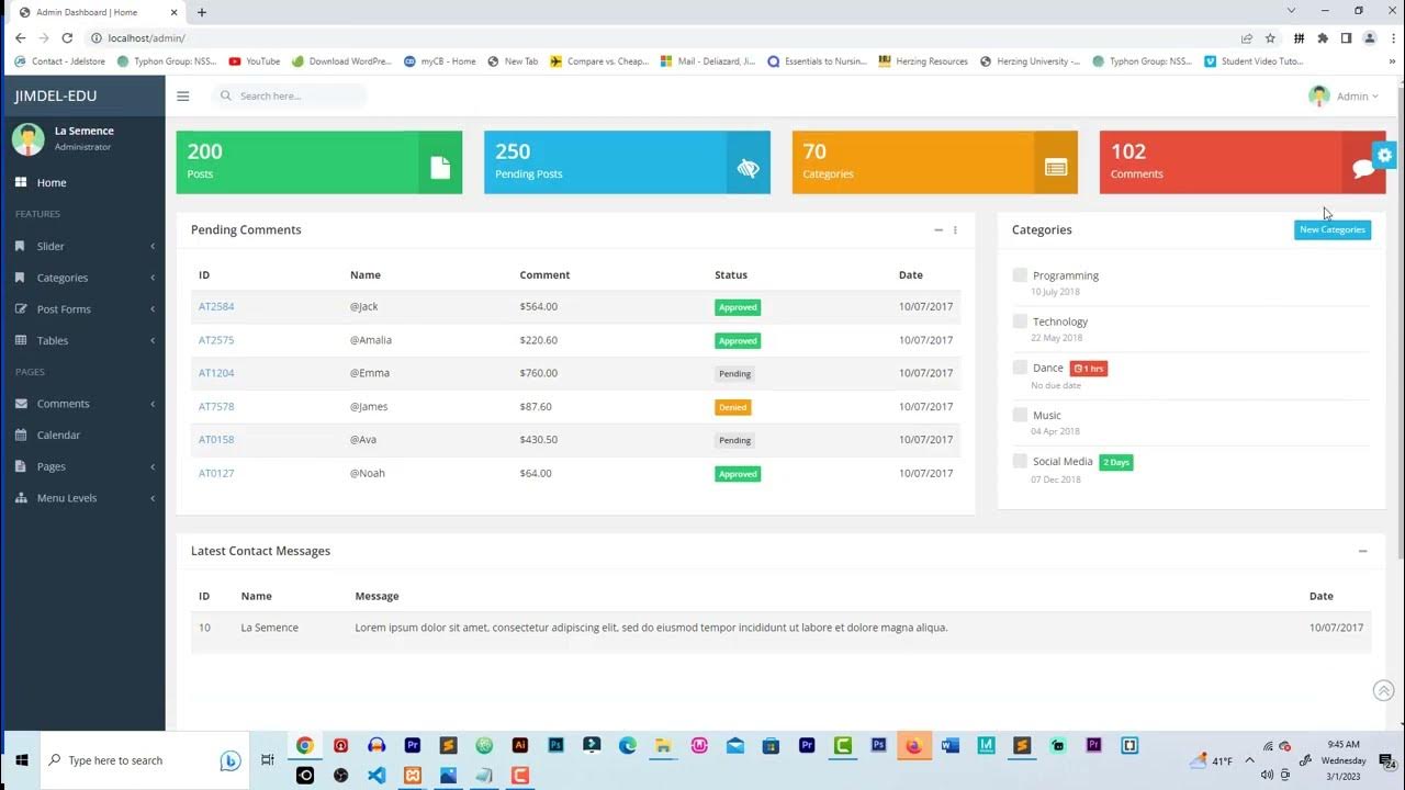 Administration Dashboard Using PHP - HTML And CSS | FREE DOWNLOAD - YouTube
