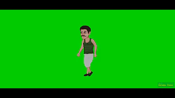 Village man walking in green screen || Chroma key || non copyright cartoon character video