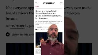 Removal of Cyber Safety Review Board members sparks alarm from cyber pros, key lawmaker #shorts