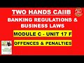 MODULE C UNIT 17 F OFFENCES AND PENALTIES  BRBL I BANKING REGULATIONS AND BUSINESS LAWS CAIIB