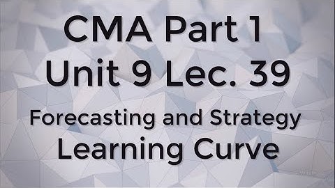 CMA Part 1 Unit 9 Lec.  39 Learning Curve