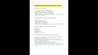 answeredElasticity and Incentives Quiz  2023 pdf