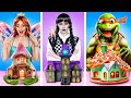 One Colored House Challenge! TMNT vs Wednesday Addams vs Fairy!