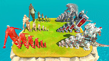 Growing Mechagodzilla x Gundam RX 78 x Kiryu vs Colossal Titan x Titan Beast x Armored Titan - ARBS