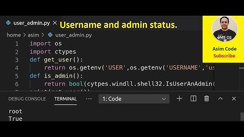 Python how to get username of current logged in user and admin status