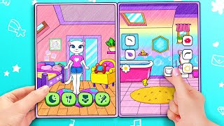Paper Dolls Quiet Book - My Talking Angela in Quiet Book 😍 Pink Kitty House Decor | WOA Doll Channel screenshot 2