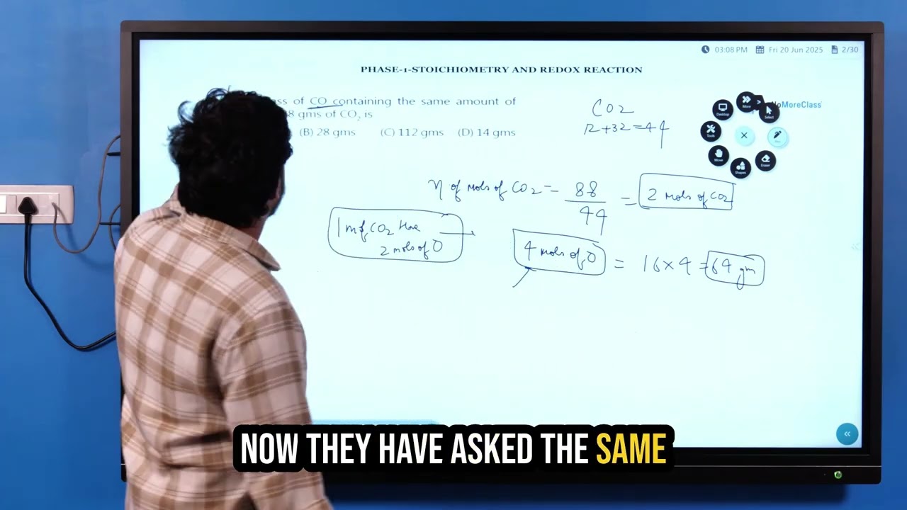 Mass of CO Containing Same Oxygen as 88g CO₂ | Dr. Lokesh Parashar | Class 11 Chemistry