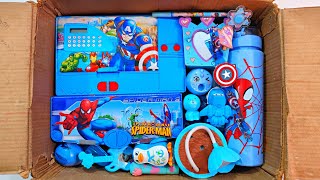 Unboxing Surprise Blue Stationery , Desk Lamp, Sipper Bottle, Sharpener, Pencil Box, Eraser, Pen
