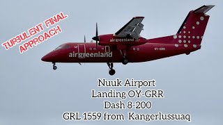Nuuk Airport Landing OY-GRR Dash 8-200 GRL 1559 from Kangerlussuaq