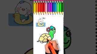 Drawing and coloring cute turtle 🐢 😍 How to draw Turtle for kids #shortvideo #shorts