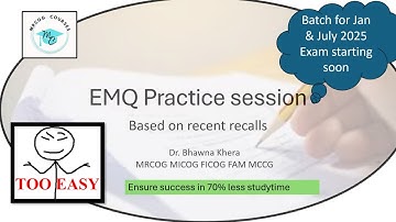 EMQ practice Easy   MRCOG Part 2  Recalls  Past papers Best COURSE  MRCOG COURSES BY BHAWNA KHERA