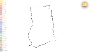 Ghana map outline | How to draw Ghana map step by step | Map drawing tutorials | art janag screenshot 1