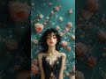 Pink Roses And A Woman In Black