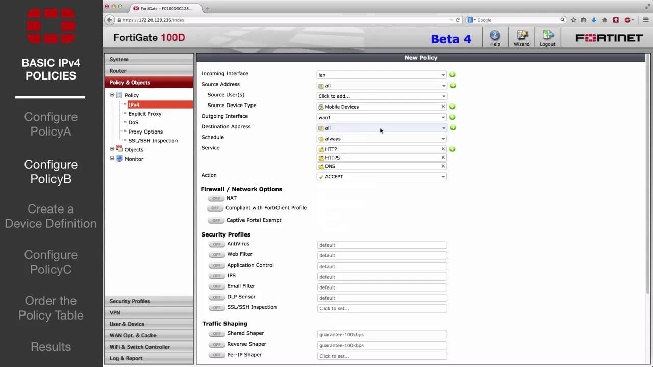 FortiGate Cookbook - Basic Firewall Policies (5.2) - YouTube