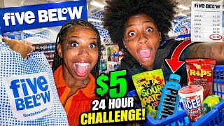 EATING ONLY $5 FIVE BELOW FOOD FOR 24 HOURS 😱 !! 