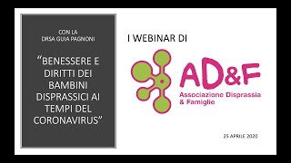"Benessere e Diritti dei Bambini Disprassici ai tempi del Coronavirus"
