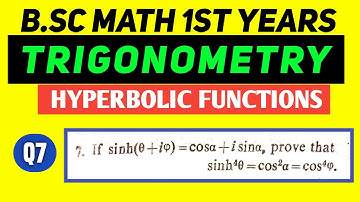 Bsc Math Part 1 | Trigonometry |Ch-5 | Hyperbolic Functions | Q.no. - 7 | Das Gupta #mathchat