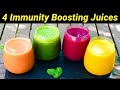 4 Immunity Boosting Juices | 4 Detox Juice Recipes for Healthy Skin & Digestion | Healthy Juices