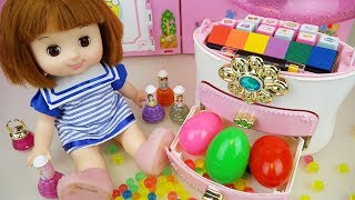 Baby doll color stamp drawer and surprise eggs mart toys play