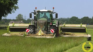 Wiesen Mähen mit einem Fendt 936 Vario und CLAAS Mähkombination Disco 9200 c as mit Disco 3200 fc