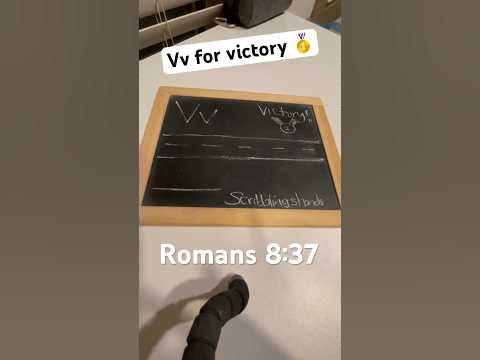 🥇Vv for victory! Let’s write letter Vv! Romans 8:37 #handwriting #
