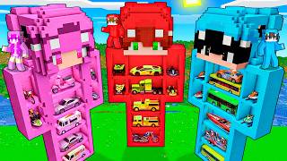 Creamos GARAJES de COCHES en ESTATUAS GIGANTES en Minecraft!