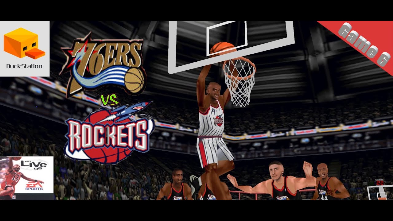 Rockets vs 76ers-5-0 record-NBA Live 98-PS1-Duckstation/RetroArch - YouTube