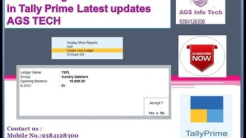 Learn TDL Tally Prime Source Code Create Ledger form own menu in Tally Prime Latest updates AGS TECH