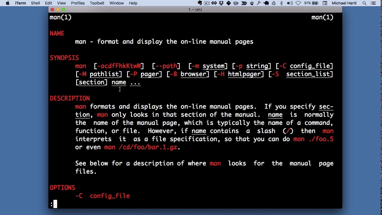 Section 1.4: “Man pages” from Learn Enough Command Line to Be Dangerous ...
