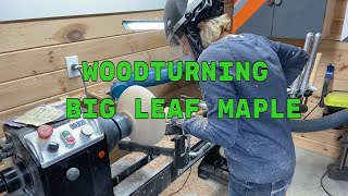 Woodturning a BIG LEAF Maple Bowl (plus, texturing!)