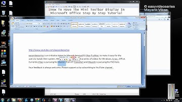 How To Have The Mini Toolbar Display In Microsoft Office 2007 & 2010  Step By Step Tutorial
