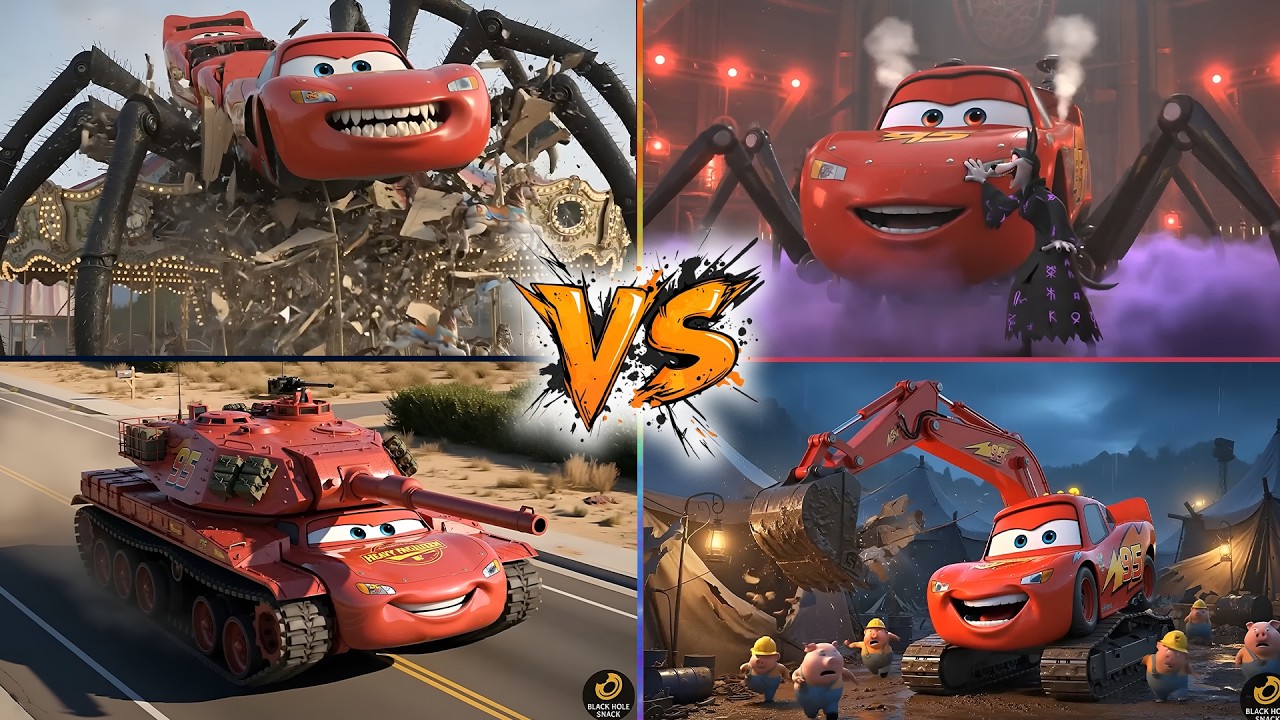 Rollar Coaster McQueen 🆚 Spider McQueen 🆚 Heavy Tank McQueen 🆚 Excavator McQueen Tiles HOp EDM Rush!