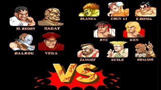 【SF2】復讐のシャドルー。特殊〇〇ありシャドルー初代四天王 vs ストリートファイターの8人  Shadaloo vs Street Fighter 2
