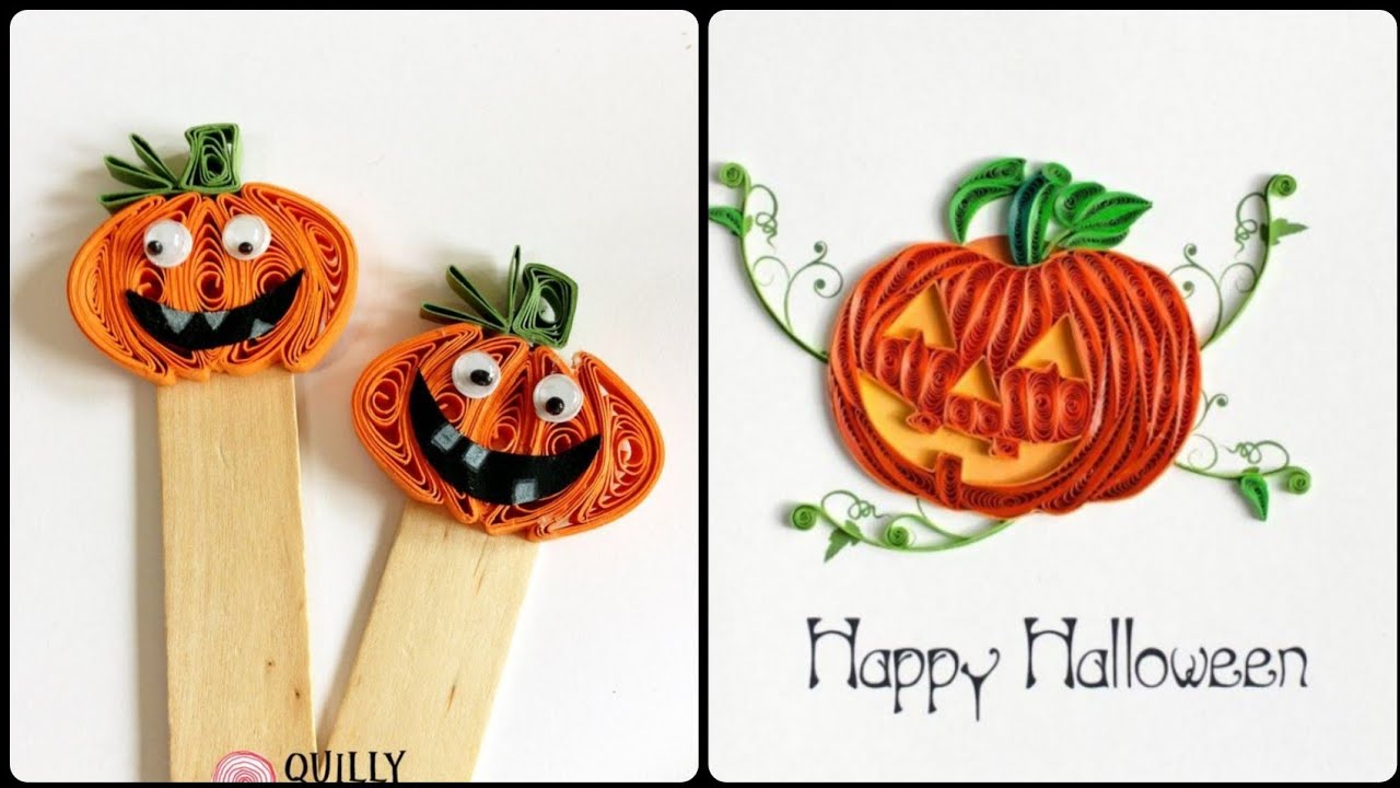 Halloween Crafts - Paper Quilled Pumpkin Halloween Ideas - YouTube