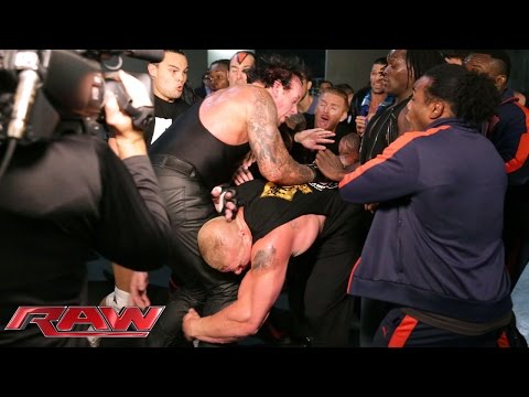 The Brawl Between Brock Lesnar And The Undertaker Spills Backstage Raw July 20 2015