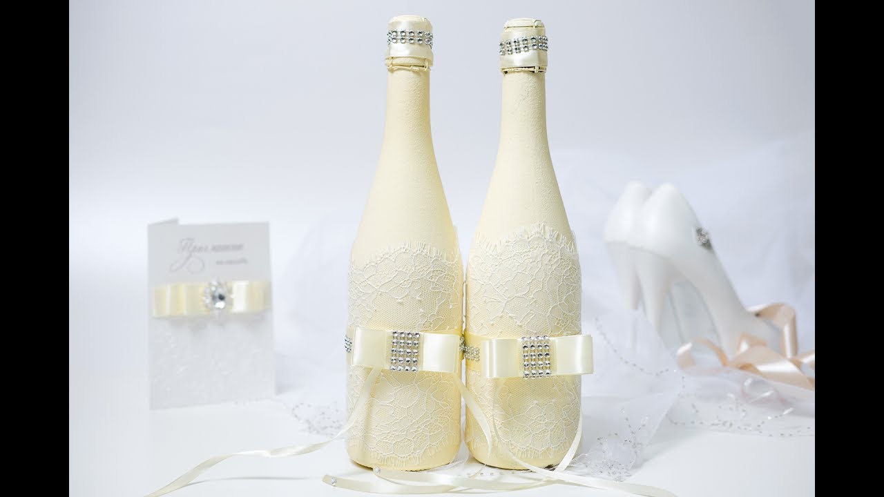 Украшение свадебного шампанского | Идеи для свадьбы