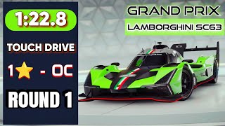 Asphalt 9 Lamborghini SC63 Grand Prix Round 1 | 1 star Touch Drive Overclock Run Slippery When ICY