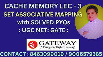 SET ASSOCIATIVE MAPPING IN CACHE MEMORY | GATE CSE | UGC NET COMPUTER SCIENCE | GATEWAY