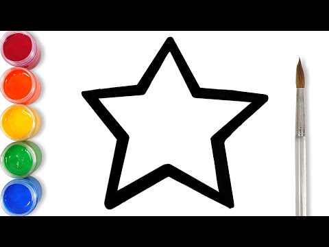 Let's learn to glitter Stars drawing and coloring, painting for kids! | GENiEART