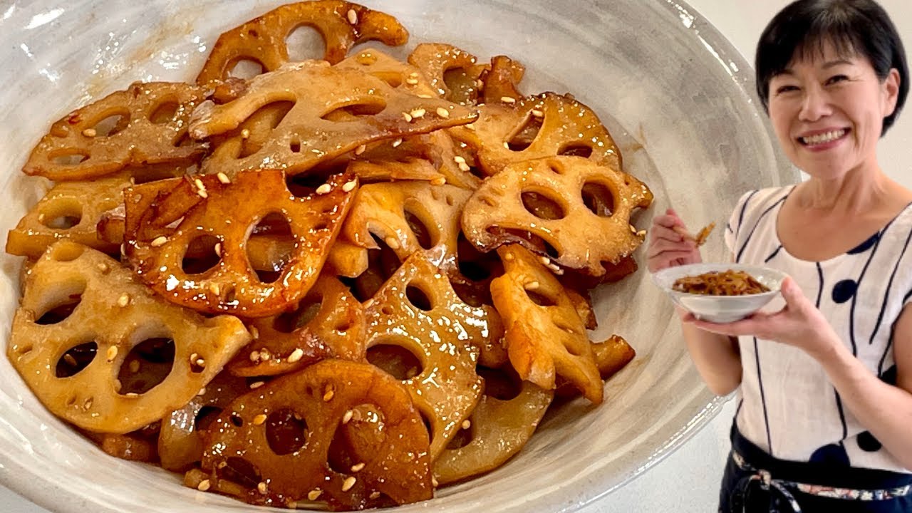 Racine de lotus sautée - renkon kinpila - cuisine japonaise - Kumiko Recette