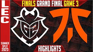 G2 vs FNC Highlights Game 3 | LEC Summer Finals Grand Final 2023 | G2 Esports vs Fnatic G3