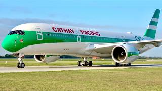 VERY CLOSE Cathay Pacific 80th Years Retro A350-900 (B-LRJ) Arrival at Munich Airport!