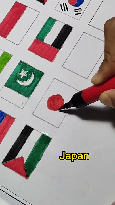 Japan flag art 🇯🇵 All country flag art challenge part 12 #shorts #drawing
