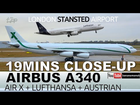 AirX Airbus A340, Lufthansa, Austrian, ASL Airlines, Sun Air 19 Mins Up-Close Planespotting Stansted