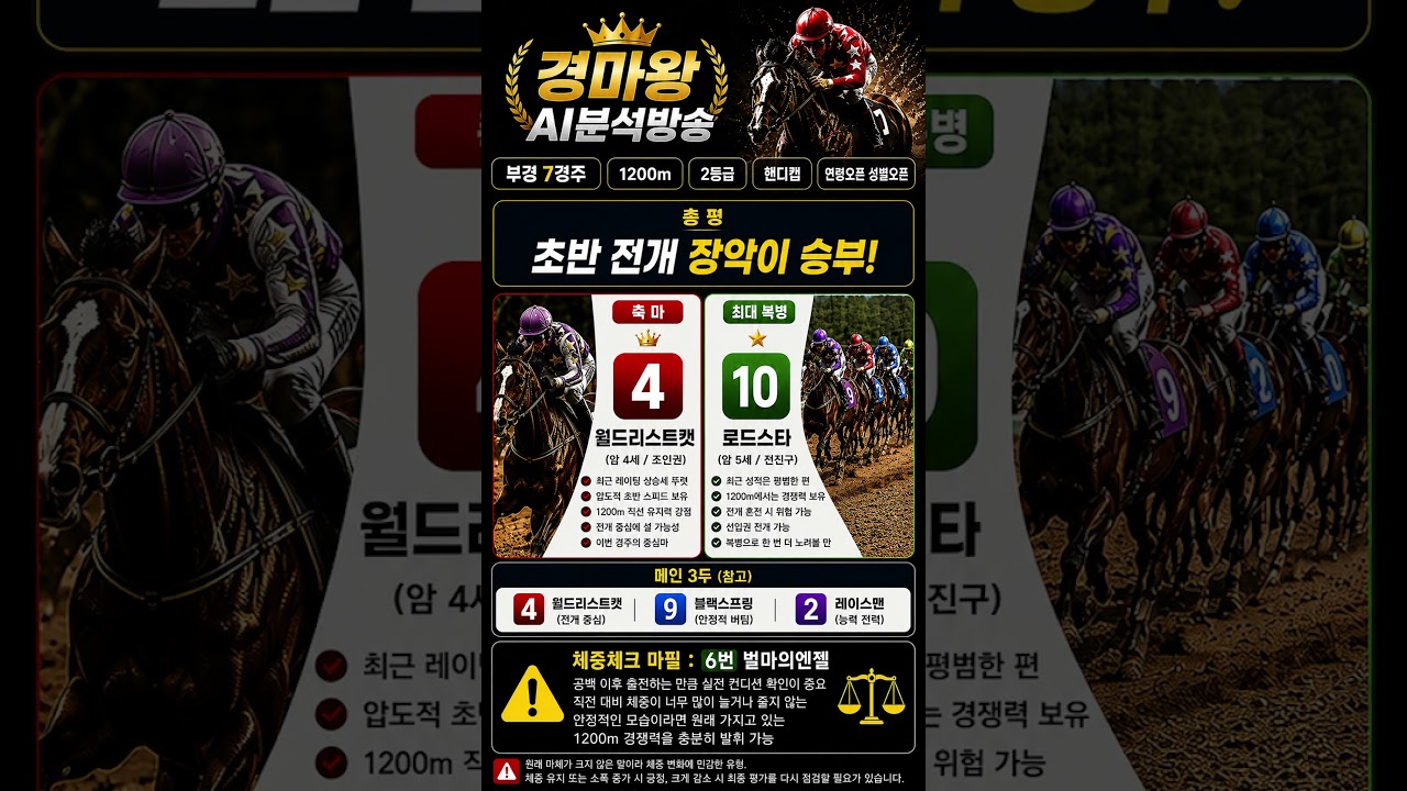 AI경마왕 실전분석(6월7일 부산 7경주)